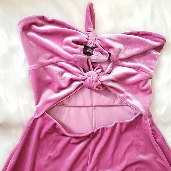 NWOT Urban Outfitters Maddie Lilac Velvet Dual Tie Front Playsuit Romper Size S - Picture 12 of 15